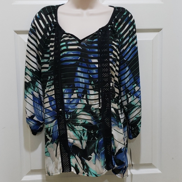 Style & Co. Women's Small Sheer Floral Print Top - Picture 1 of 5